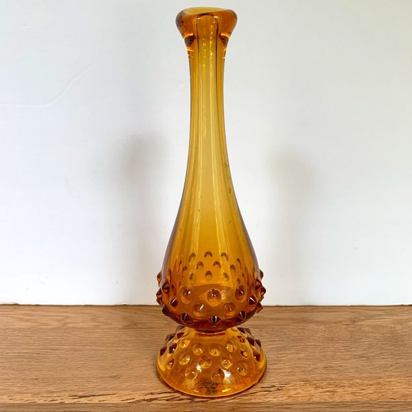 Fenton Other - VTG Fenton Hobnail Swung Vase Amber Bud Vase Mid-century Modern Glass
